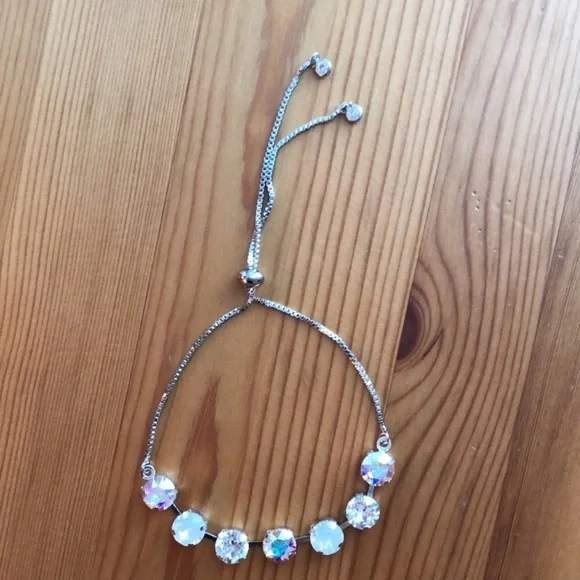 White Opal + AB Adjustable Crystal Bracelet